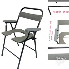 OkaeYa Powder Coated Foldable Front Cut Commode Chair with Fibre Hand and Back Rest (Weight Capacity 10pott0 Kg)